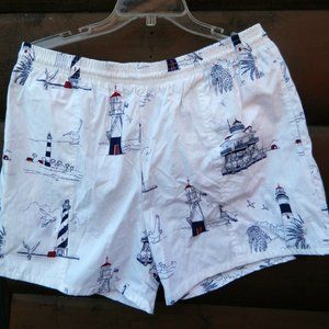 Vintage Sun Country Swim Trunks Shorts Bathing Suit - Lighthouses - Palm Trees